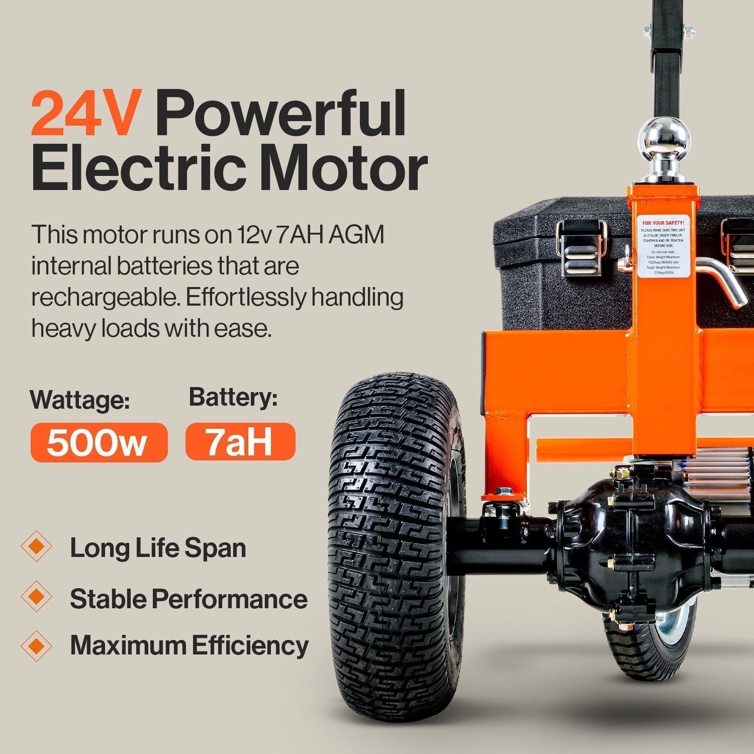 SuperHandy 2800-lb Capacity 3-Wheel Orange Steel Dolly GUO041 - Image 6