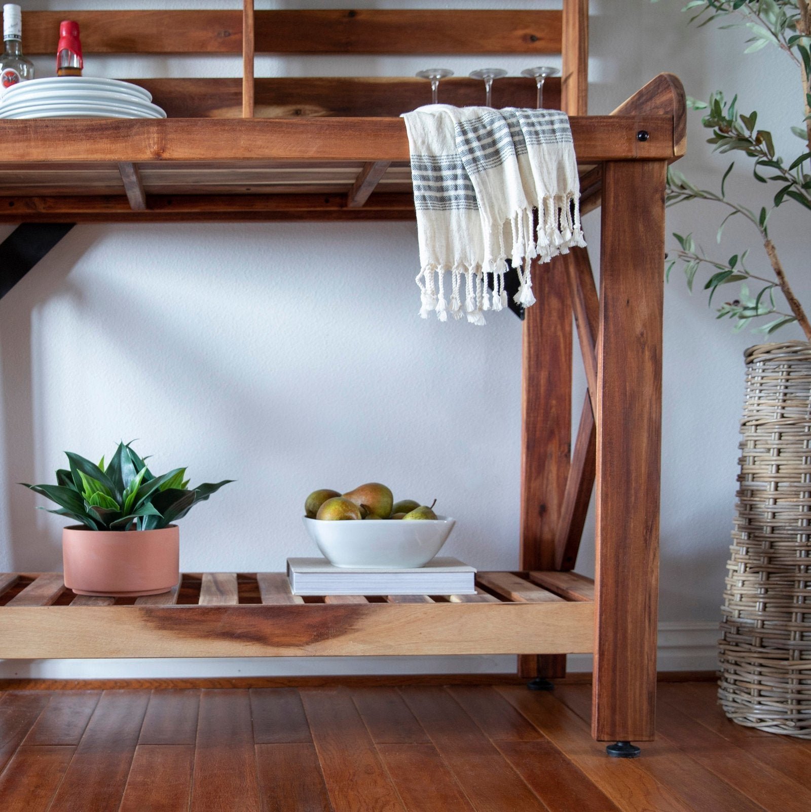 Potting Table/Bench/Serving Bar – Acacia Wood - Image 12