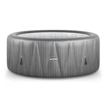 Wave Atlantic 6-Person Inflatable Hot Tub | Integrated Eco Heater | 130 Aquajet Massage System | Anti-Freeze Protection | Quick 15-Minute Setup | Gray Rattan